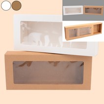 직사각 투명창 선물케이스 화이트 종이쇼핑백제작 투명케이스 답례품포장 비닐쇼핑백제작 답례품상자 선물포, 브라운