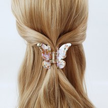 시크몽 프랑스핀 셀룰로오스 호피 마블 화려 나비 반머리 헤어 집게핀