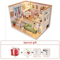 모형집 카페미니어처 DIY Diy 인형의 집 키트 작은 집 룸박스 미니어처 가구 조립 빌딩 모델 나무 장난, 06 house-006