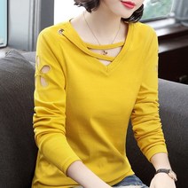 쩐쿠 나비블라우스 봄 긴소매 면티셔츠 T697