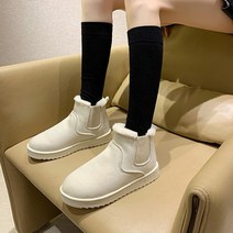 여성 어그숏 앵글 첼시부츠 퍼안감 굽 3.5cm