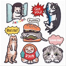 셀레비티 고양이 캐릭터 빅사이즈 와펜 패치 자수 옷꾸미기, NO.10, 1개