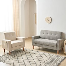 수오 릴리 샐리 생활발수 패브릭 소파 1인용 2인용 [lyseries-OP], 샐리 2인용(1669B-2), 그레이