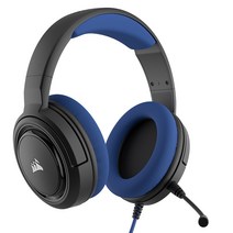 커세어 HS35 Stereo 디스코드 전용 Y젠더 케이블 포함 게이밍 유선 헤드셋, 블루