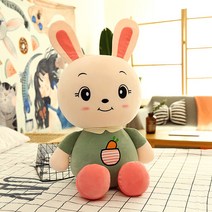 봉제완구 큐트 토끼 여성 봉제인형 수면 허그 쿠션 공공의 위로 자다 2583071962, 그린, 28 센치 수장 _쇼퍼 =증정 작은선