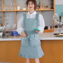 애견미용복 애견미용사 레이스 앞치마 코튼 공주풍 방수 프릴 카페 유니폼, 그린