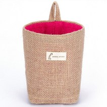 코튼 린넨 가방 데스크탑 보관 바구니 교수형 포켓 작은 자루 잡화 손잡이가있는 황마 보관 상자 화장품 보관 가방, 01, 01