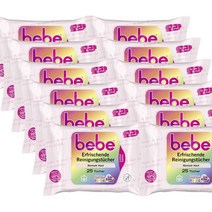 유럽직구 bebe 베베 클렌징 티슈 모이스처라이징 로즈워터 25매 12팩