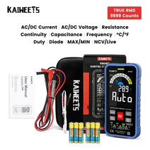 스마트 멀티미터 9999 카운트 실제 RMS 디지털 스마트 자동 범위 1000V 10A 테스터 미터 옴 Hz 정전용량 R, 02 KM601-Blue