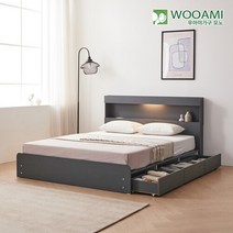 우아미가구 모노 피크 LED 3서랍수납형 본넬양면 Q 침대 DM5241, 메이플
