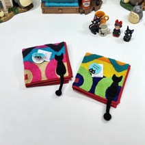 라무리즈 아츠코 마타노 고양이 캐릭터 미니 세수 면 선물하기 좋은 타월 손수건(레스토랑), 블루