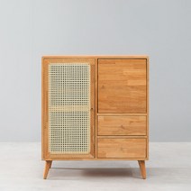 위즈 라탄 고무나무 거실 수납장 800, 내추럴 (DH10030)