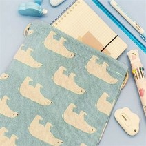 셀러허브(잡화) [라일리] Rly 린넨 파우치 면 이너백 더스트백 복주머니 파란곰 대
