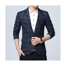 남성 정장 재킷 2019 년 신상품 의류 체크 무늬 모직 패션 비즈니스 슬림 캐주얼 블레이저