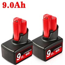 밀워키호환 밀워키용 m12 12v xc 리튬 이온 배터리 용 3.06.09.0ah 12v 스크루 드라이버 배터리 48-11-2460 2421 48-11-2411 무선 도구, 2피스 9.0ah