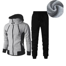 남성 기모를 넣다 후드맨투맨 패셔너블 집업 재킷 루즈 캐주얼 운동세트 편하다 조깅 팬츠