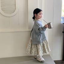 더쭈야 여아원피스 유아동 키즈 어린이 맨투맨 레이어드 플라워 자매 등원 유치원 나들이 행사