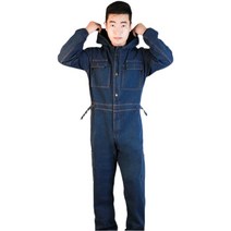 겨울 두꺼운 피스복 청 일체형 작업복 현장 카센터, L