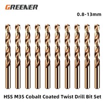 hss 티타늄 코발트 센터 펀치 Greener-코발트 코팅 트위스트 드릴 비트 세트 1.0-13mm 1 개 5 10 HSS M35 건 목재/금속 구멍 커터 전동 공구, [03] 10pcs, [43] 12.5mm