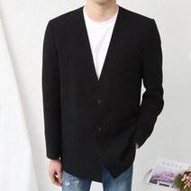 봄 가을 노카라 블레이저 자켓 정장 마이 / 검정 회색