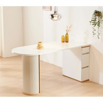 1300 4인용 반타원 화이트&내츄럴상판 식탁 거실 모텔 리빙다이닝 소형, 01.1300_화이트