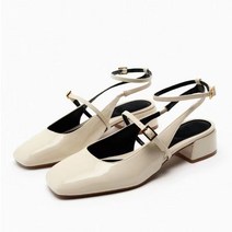 ZARA 자라 청키힐 슬링백 스퀘어토 플랫 슈즈 미드힐 샌들