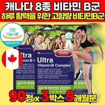 캐나다 직수입 비타민 비군 고함량 고용량 고농축 비타민b 8가지 b1 b2 B6 B9 B12 리보플라빈 나이신 종합 콤플렉스 컴플렉스 복합제 복합체 노인영양제, 90정 X 3박스 (9개월분)