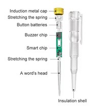검전기펜방수 부저 전압 전류전압측정 펜 전원 검출기 전기 테스트 연필 고휘도 LED, 02 2pcs