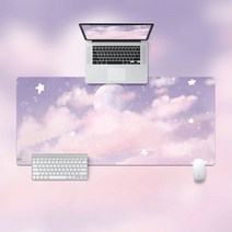 컴퓨터 마우스 패드 ins 북유럽 유화 스타일 대형 잠금 가장자리 문학 풍경 그림 테이블 패드 키보드 패드, 700mm*300mm*3mm, 패턴-6