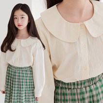 미니로이 젠틀 아동 여아 주니어 초등학생 라운드 카라 블라우스 (초등학생 - 중학생)