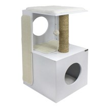 화이트 심플 캣타워 고양이 푹신 숨숨집 캣타워하우스 여자혼자설치 고양이숨숨집