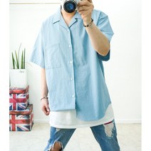 시원한 여름 오픈카라 반팔 린넨셔츠 무지 큰남방 빅사이즈