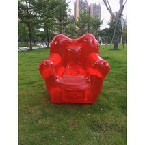 투명 에어소파 캠핑용 빈백 튜브 디자인 휴대용 에어, 주황색소파 + 전동펌프