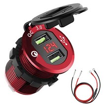 자동차 오토바이용 led 전압계가 있는 디지털 전압계 qc 3.0 usb 포트가 있는, 협력사, 빨간색