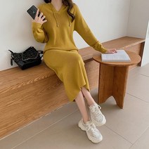 블링데이 여성용 여자 가을겨울 캐주얼 데일리룩 니트 골지후드롱원피스
