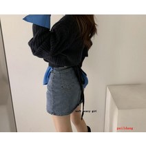 불규칙한 스커트 여성의 여름 바지 스커트 분할 데님 스커트 단어 높은 허리 슬림 스커트 원스텝 스커트