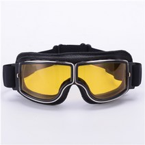 할리 빈티지 라이딩 빌트웰 방풍경 바이크 바람차단 고글 안경 스팟 AMZ 레트로 방풍, 블랙 프레임 옐로우 렌즈