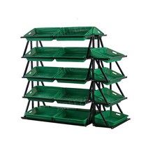 야채 가게 진열대 수납바스켓 팬트리 식품 선반 채소 마트 슈퍼 가판대 노점 중앙 인테리어, 15 5단 양면 + 그린바구니 20개