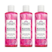 Heritage Store 로즈워터 빛나는 피부를 위한 상쾌한 페이셜 스플래시 다마스크 로즈 오일 포함 모든 피부 타입 얼굴용 워터 염료나 알코올 없이 제작 비건 및 크루얼티프리, Rosewater_8 Fl Oz (Pack of 1)