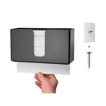 IEEK 종이 타월 디스펜서 욕실 사무실 주방용 월 마운트 아크릴 홀더 핸드 핏 멀티 폴드 C폴드 Z폴드 트리플 클리어, Black