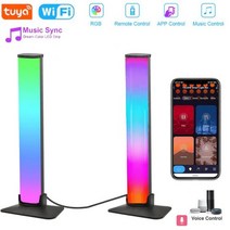 무선독서등 모니터조명 독서실스탠드 휴대용 Corui-투야 와이파이 IR 스마트 라이트 바 RGB LED 램프 컬러풀한 음악 조명 음성 제어 알렉사 구글 홈으로 작동 2 개, [01] 2PCS