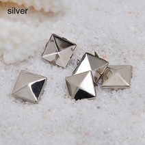 리벳제거 원형 사각 스파이크 의류 리벳 금속 스터드 재봉 원단 발톱 개, silver+6mm