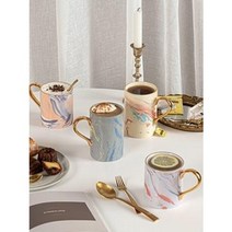 [채다시] 손잡이 머그컵 까사무띠 NEW 골드 마블 핸들머그 350ml 450ml (4color), 레몬그레이