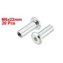 Uxcell 20 개/pcs M6x12/15/17/22mm 철 니켈 도금 리벳 육각 소켓 헤드 삽입 너트 나사 포스트 가구 피팅 패스너, M6x22mm