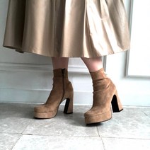 케이튼 통굽 가보시 앵클부츠 (스웨이드 가죽) 11cm