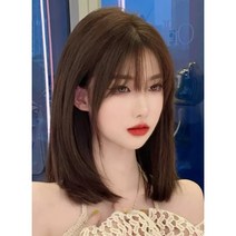 래디앙뜨 중단발 헤어스타일 단발 짧은 머리 가발 전체 여성 탈부착 쿨브라운, 세트, 쿨브라운+헤어네트