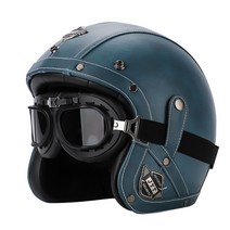 소두핏 스냅백 헬멧 하이바 경량 바이크 시스템 오픈페이스 클래식 여성 반모 김서림방지, 블루 매치 할리 고글 XL