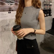 브이와이 VY 여자 무지민소매 슬렌더핏 딱붙는 나시티