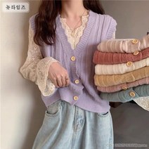 여성 니트조끼 41# 넥 여 봄옷 쇼트 카디건 스웨터상의 다소미얼 Z