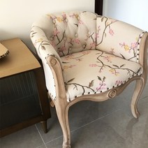 복고풍 프렌치 쉐비 엔틱 의자 인테리어 장식 소파 체어, 흙빛 노란색 왁스 가죽(싱글 시트)